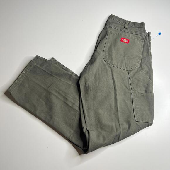 Dickies Carpenter Pants Men’s 34x30 Green Utility Workwear 100% Cotton USA Work - Picture 1 of 10